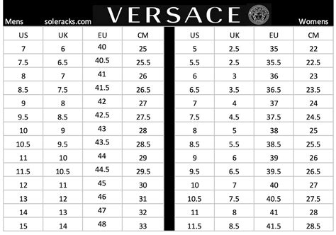 versace shoes size guide